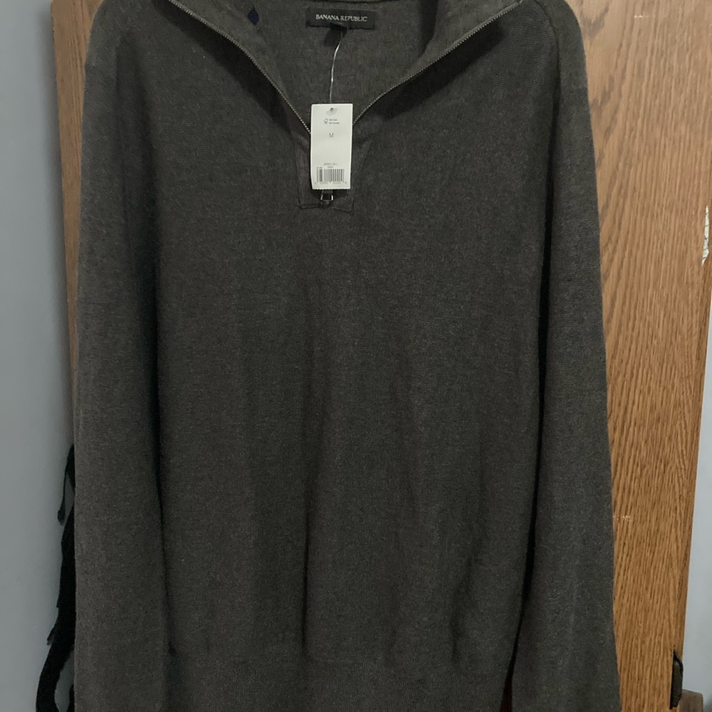 Banana Republic Men's Charcoal Zip-Up Sweater
